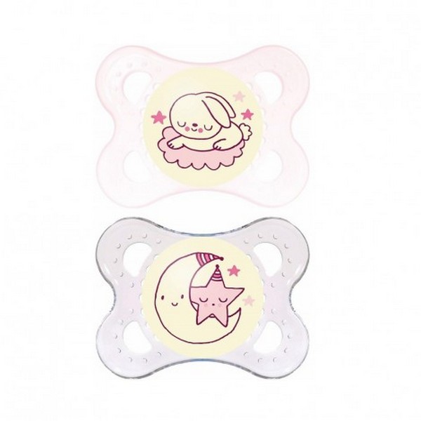 Night Soother Pink - Залъгалка MAM 0m+ 2бр.